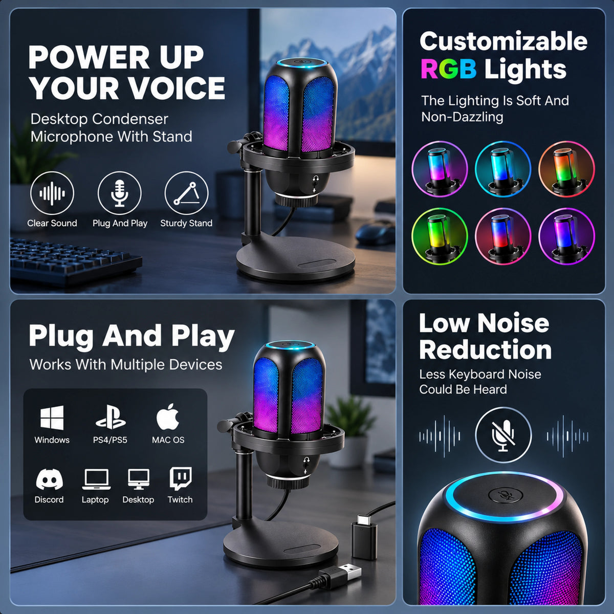 Desktop Condenser Microphone with Stand