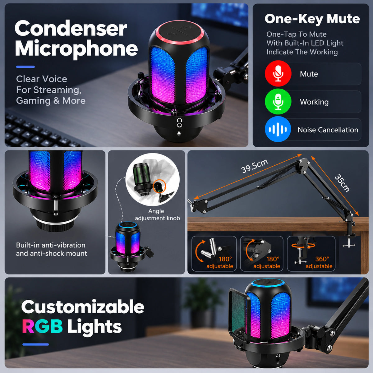 Boom Arm Stand for Condenser Microphone