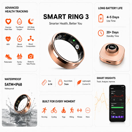 Mars Smart Ring Gen3 Health Tracker for Women & Men, Fitness Ring
