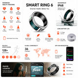 Mars Smart Ring 6 with LED Display Screen,Sleep & Fitness Tracking Wearable for Women/Men,Accurate Monitoring of Pedometer, Heart Rate,Blood Oxygen